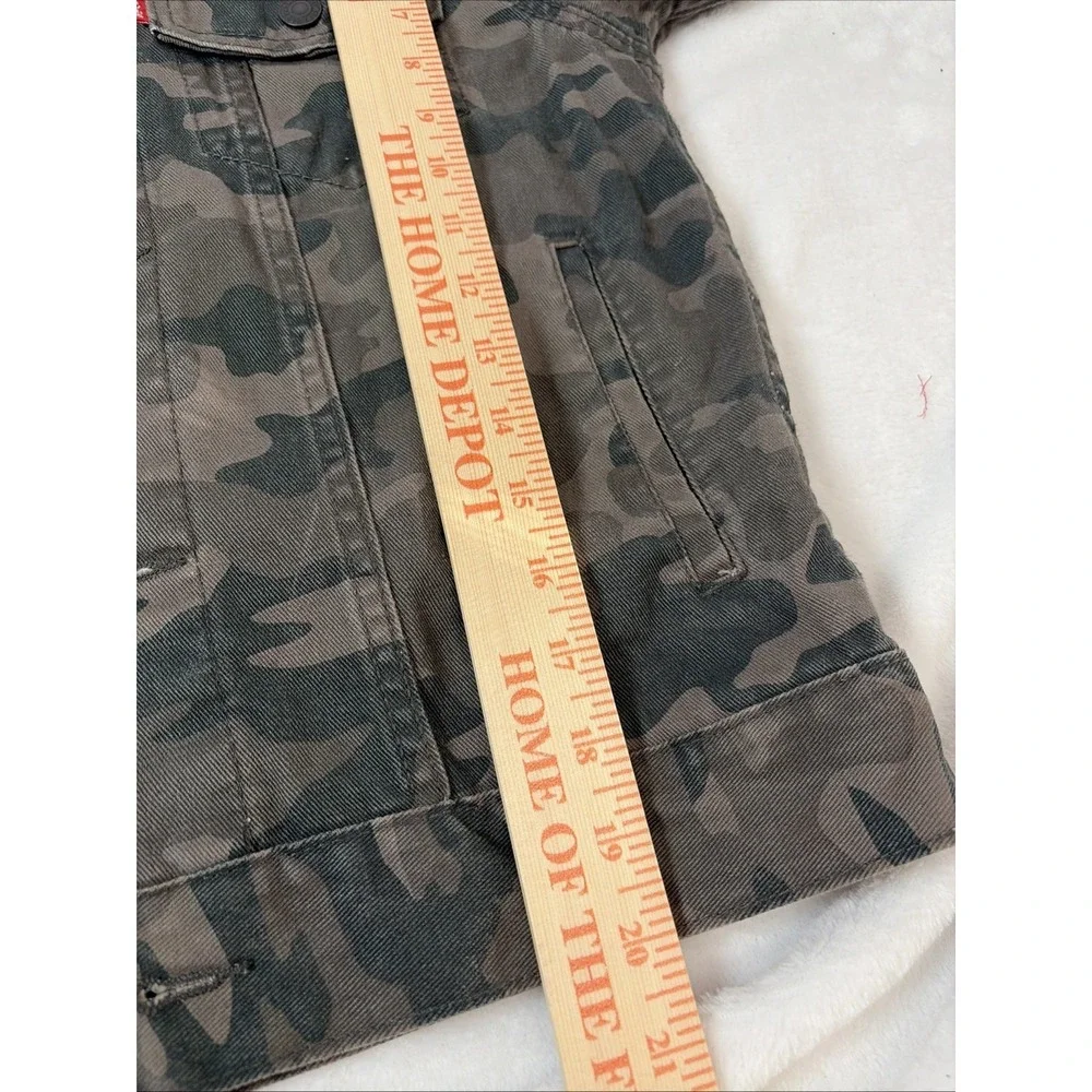 Levis‎ Trucker Jacket Youth Medium Camo Distressed Denim Boys 10-12 7747-650